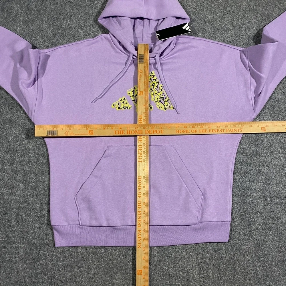 Adidas Trefoil Floral Logo Hoodie Womens L Pastel Purple Plum Pullover Fleece